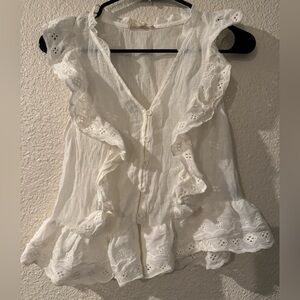 Elegant White Ruffled Blouse